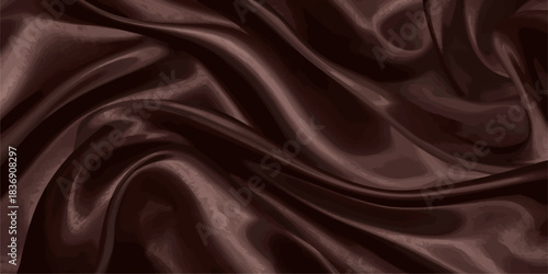 Elegant brown silk satin fabric background with smooth flowing texture