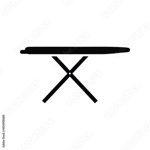 Black ironing board vector icon, laundry press, clothes care, household chores, housework graphic