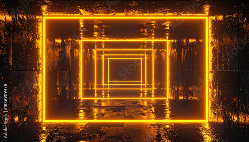 Neon Tunnel Abstract Background