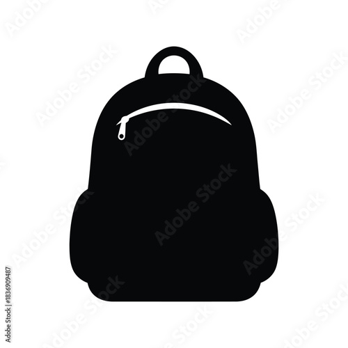 Minimalist backpack vector icon, school bag or travel luggage, essential outdoor gear, zip pocket