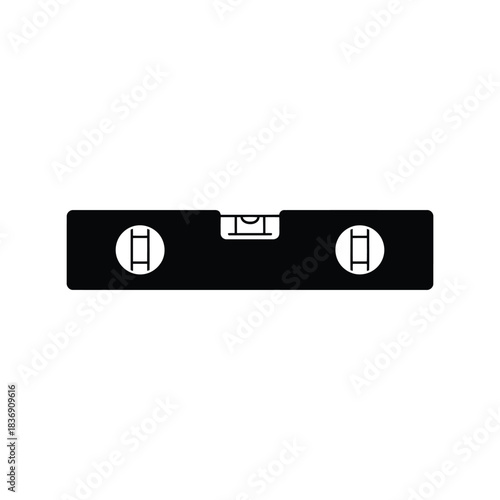 Construction bubble level tool icon, spirit level illustration, measurement equipment, straight line guide, isolated vector