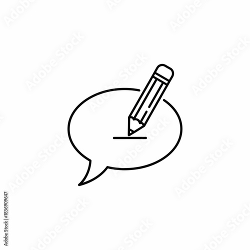 Pencil Writing in Speech Bubble - Communication and Creativity Concept.