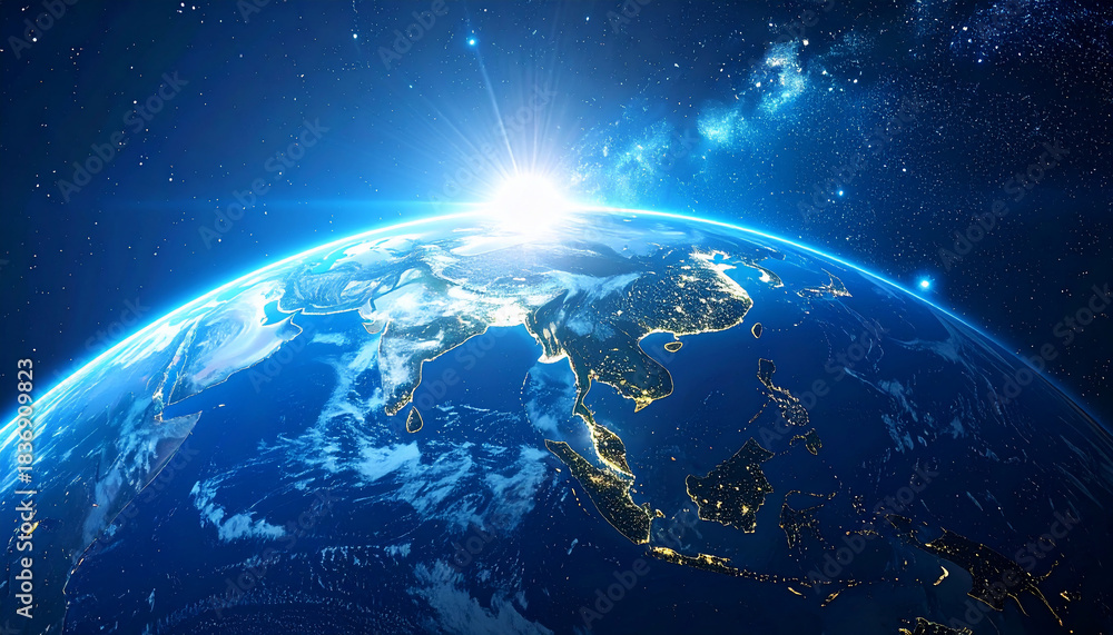 Fototapeta premium Earth from Space: Asia Sunrise