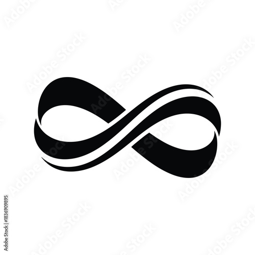 Infinity symbol vector icon, endless loop, limitless power and everlasting concept sign, isolated black graphic element EPS