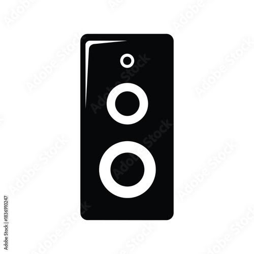 Music speaker box vector icon, audio equipment, stereo sound system and home entertainment symbol, isolated black graphic EPS