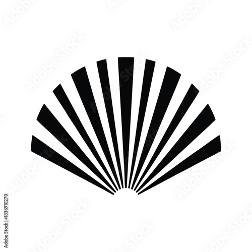 Abstract Sunburst or Folding Fan Icon: Radial Rays, Brightness, and Japanese Culture