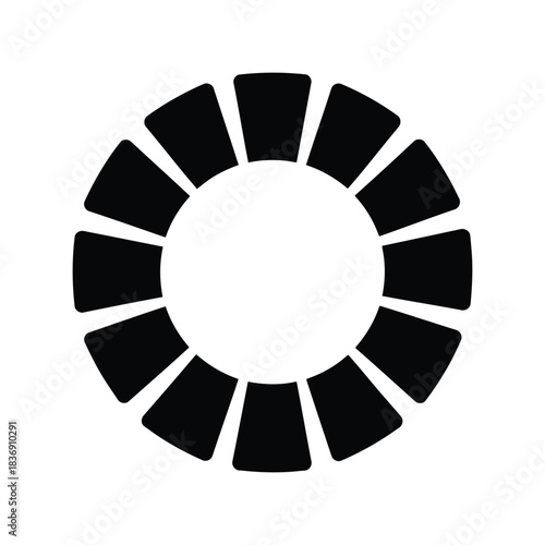 Abstract circular segment vector design element, round badge or logo framework, isolated black graphic symbol EPS
