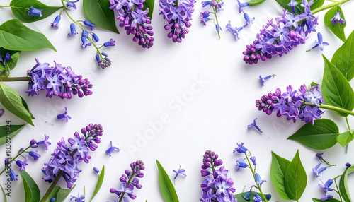 Floral Frame with Lilacs and Bluebells