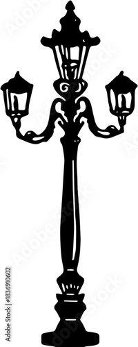 vintage street lamp classic illustration silhouette design 