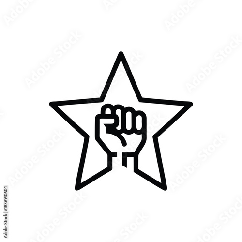 Star with Raised Fist Outline: Power & Solidarity Icon