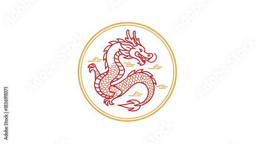 Ancient mythical creature in circular emblem