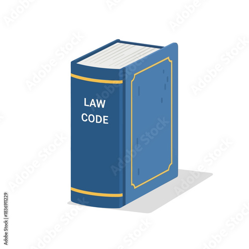 Blue Law Code Book with Gold Accents and White Pages, Standing Upright.