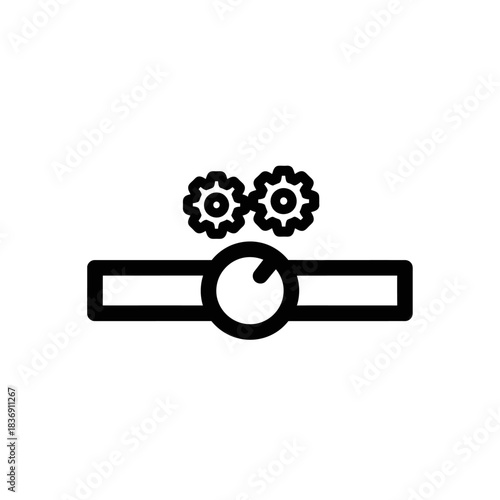 Black outline icon of a slider with a knob and two gears above it.