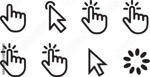 Click icon vector isolated on white background. Cursor icon. Computer mouse click cursor black arrow icons. pointer arrow