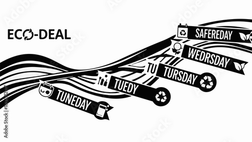 Creative calendar concept with eco symbols representing daily environmental awareness and recycling.
