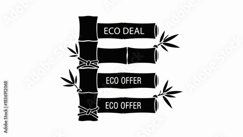 Bamboo stalks with textured segments representing eco deals and offers
