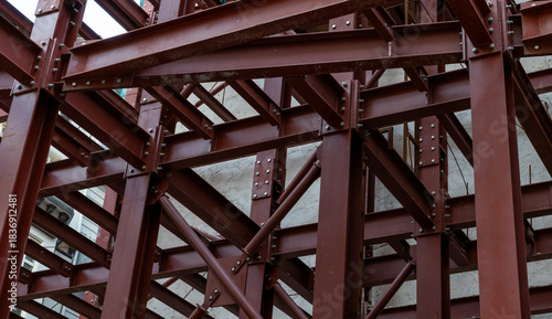 Steel Structure. A detailed view of a steel structure under construction.