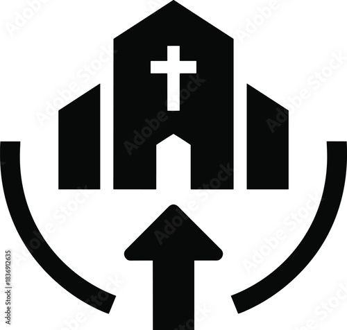 Church direction icon for Christian worship isolated on transparent background religious symbol pilgrimage