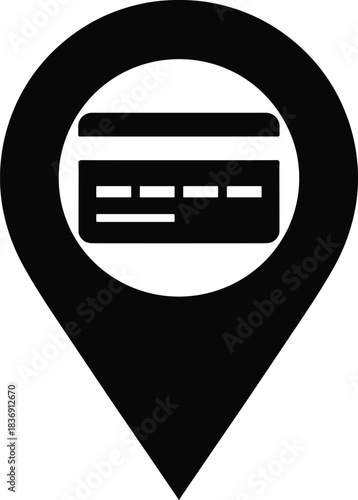 Credit card location pin vector icon payment method finance transaction banking point shopping online purchase