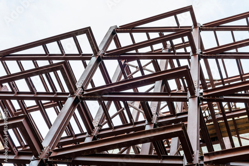 Steel Structure. A detailed view of a steel structure under construction.