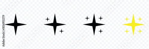 Star icon collection. twinkling stars symbols in white design. vector illustration. design elements. isolated PNG transparent background .Vector illustration. EPS 10 .