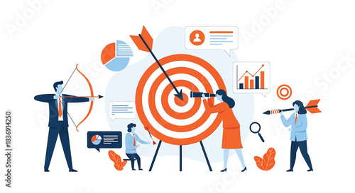 Teamwork and strategy achieve business goals with precision