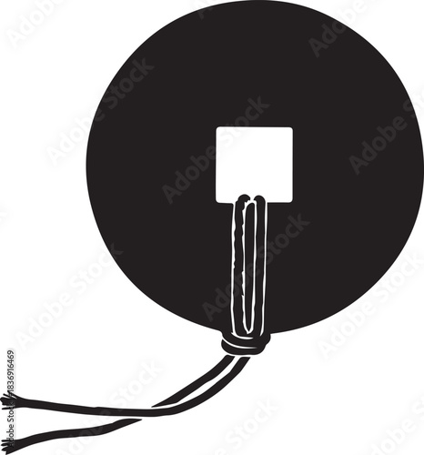 Traditional chinese coin with square hole and tassels