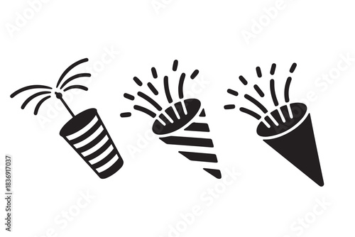 Party Poppers Exploding Silhouette – Festive Celebration Icon Design