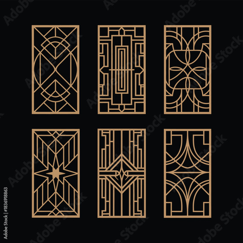 laser cut vintage art deco panel collection, featuring ornamental geometric patterns and intricate design motifs, perfect for interior wall panels, craft projects, signage, and vector design 