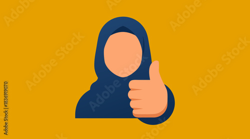 Muslim Woman Thumbs Up Illustration