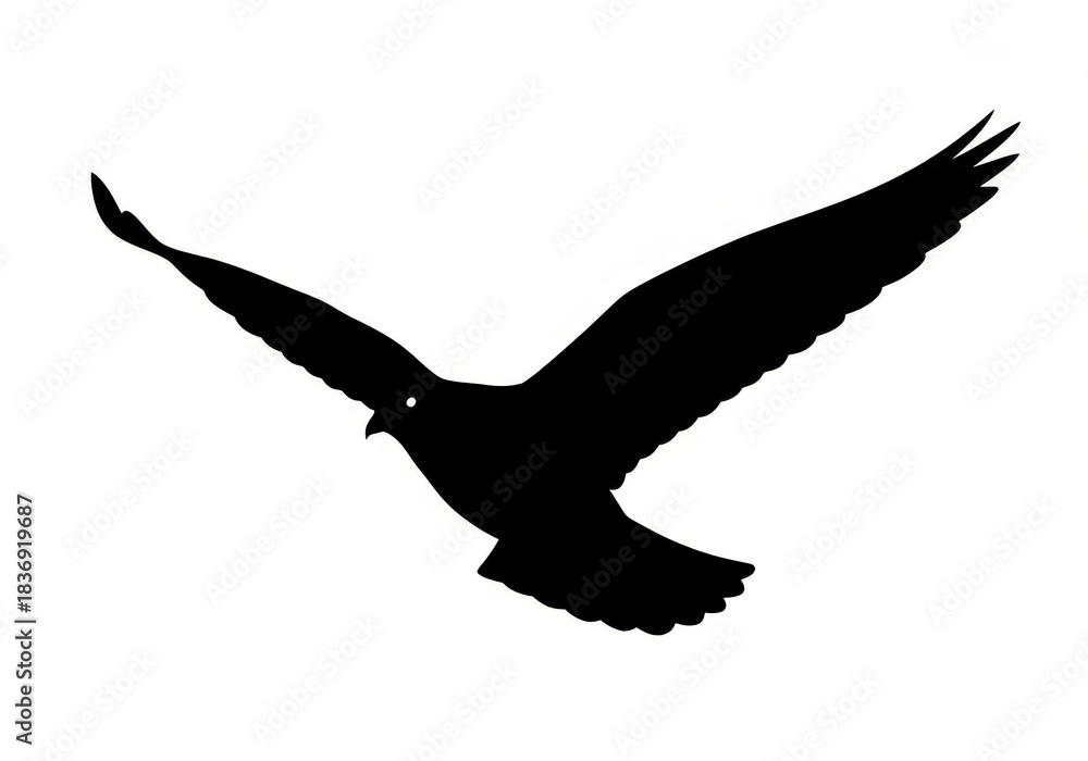 Obraz premium Black silhouette graphic depicting a raptor soaring with wide outstretched wings