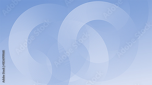 Abstract circle lines on light blue background. Geometric stripe line art design for poster, brochure, cover, website, header, web banner, presentation. vector eps