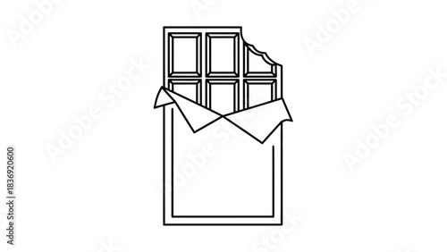 “Minimal Line Art Chocolate Bar Icon – Simple Unwrapped Candy Vector Illustration”
