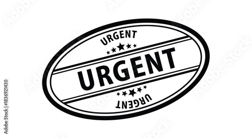 Urgent stamp with bold black text and stars