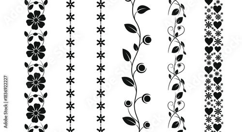 Elegant floral and heart border designs for decoration