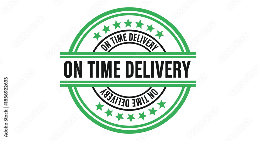 Obraz premium On time delivery stamp with green stars