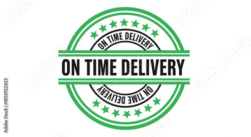 On time delivery stamp with green stars