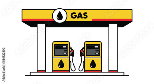 Modern gas station with two pumps