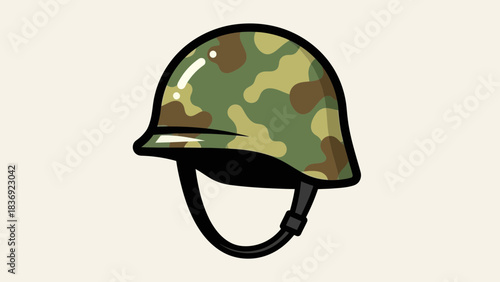 Military Camouflage Helmet Icon Illustration – Army Combat Protection Symbol