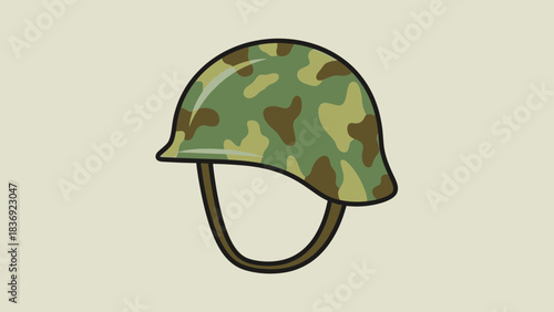Military Camouflage Helmet Icon Illustration – Army Combat Protection Symbol