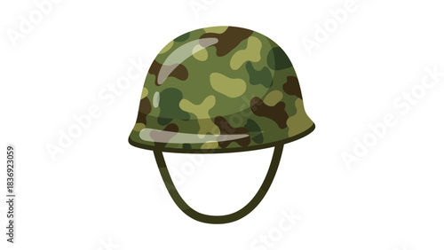 Military Camouflage Helmet Icon Illustration – Army Combat Protection Symbol