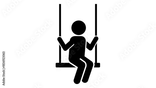 Person on Swing Icon Illustration – Playground Child Recreation Silhouette Symbol