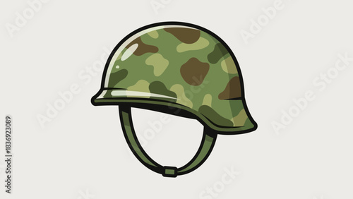 Military Camouflage Helmet Icon Illustration – Army Combat Protection Symbol