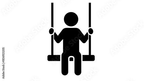 Person on Swing Icon Illustration – Playground Child Recreation Silhouette Symbol