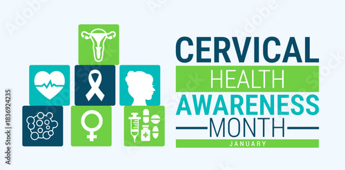 Cervical Health Awareness Month background, banner, card or poster design template is observed every year during January, to raise awareness about the mission. Vector illustration.