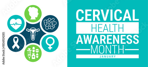 Cervical Health Awareness Month background, banner, card or poster design template is observed every year during January, to raise awareness about the mission. Vector illustration.