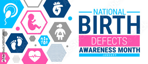 National Birth Defects Awareness Month background, banner, card or poster design template is observed every year during January, to raise awareness about the mission. Vector illustration.