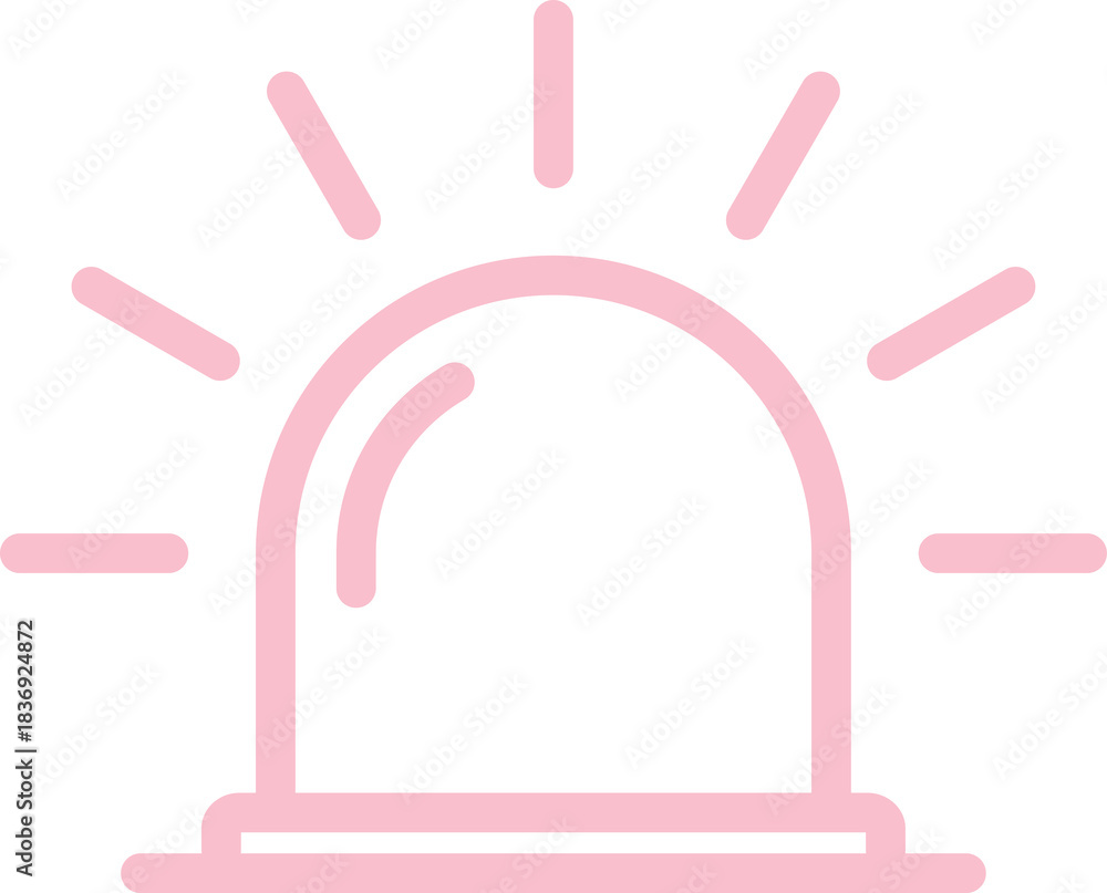 Fototapeta premium Pink emergency siren alarm light icon vector illustration