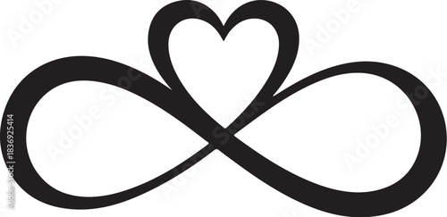 Black infinity symbol with heart shape inside love