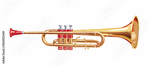 Realistic Trumpet Vector Illustration. Brass Musical Instrument Clipart.